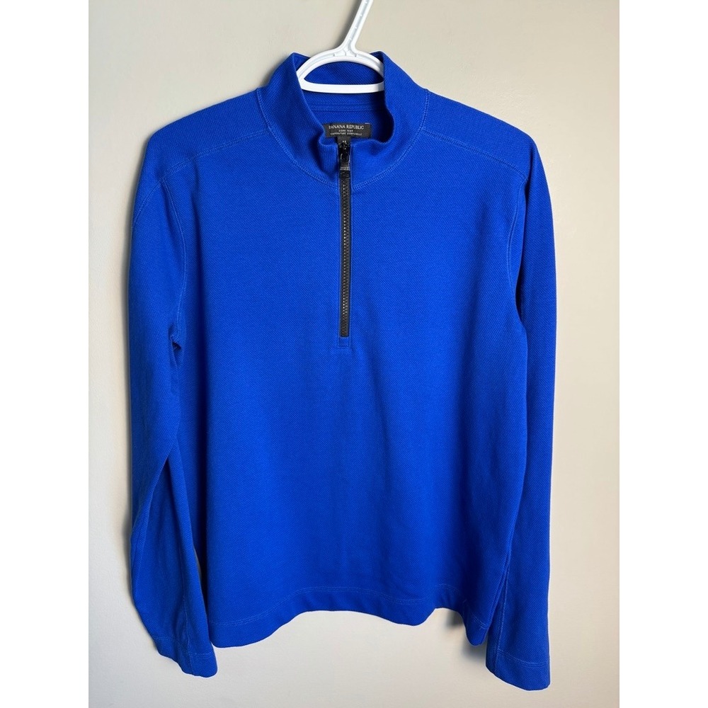 Banana Republic Mens Blue Core Temp Quarter Zip Pullover M Athleisure Tech Prep